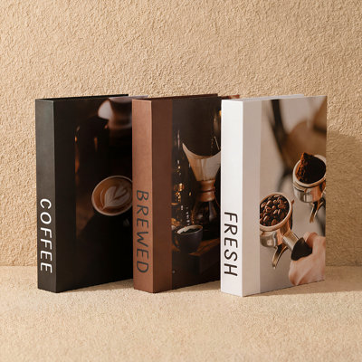 Ensemble de 3 livres décoratifs à thème café pour comptoirs de café, tablettes et accessoires de photographie