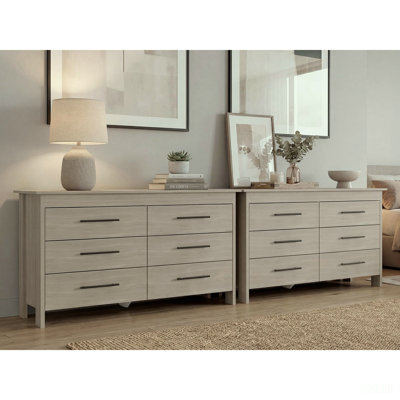 Commode 6 tiroirs, ensemble de 2