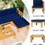 Canapé modulaire d'extérieur 5 avec coussins - bois naturel, coussins bleus, eau, -, pour la chasse-1539721451