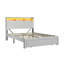 Grand lit plateforme tapissier avec tiroirs de rangement et tête de lit rembourrée, velours côtelé beige