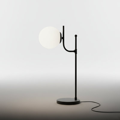 Modern Sculptural Table Lamp With Globe Shade