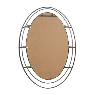 Devin Metal Oval Wall Mirror with Shelves