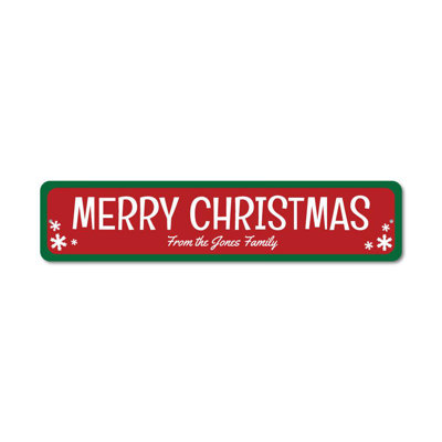 Merry Christmas Family Name Snowflake Custom Aluminum Sign