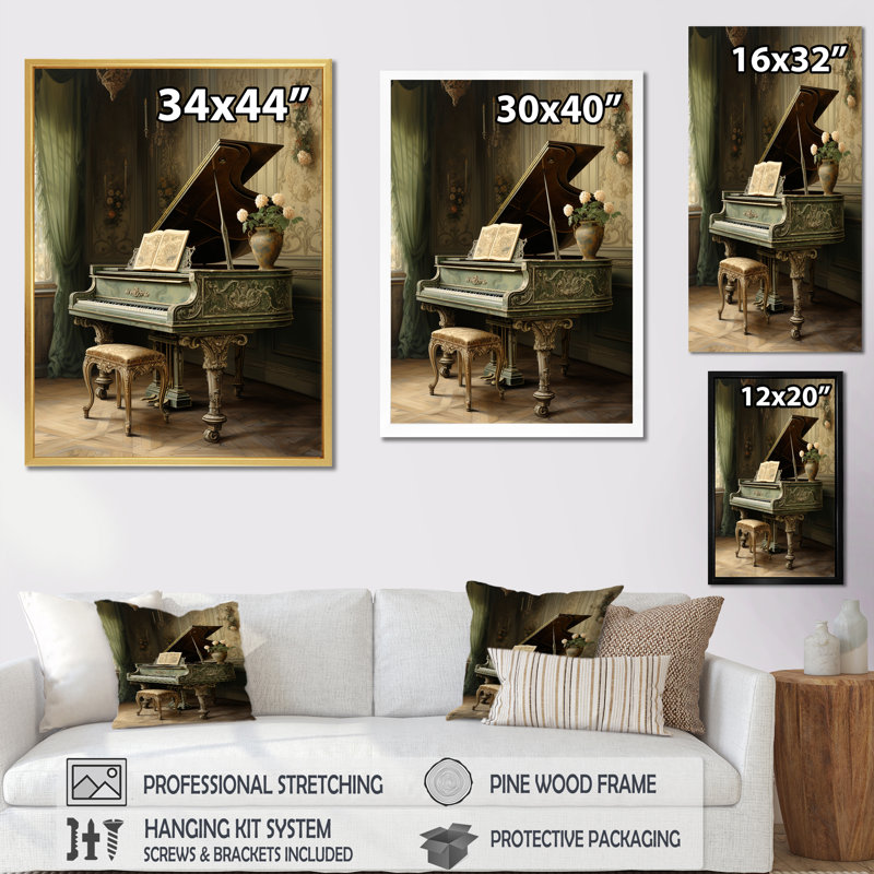 Piano Renaissance Resson I sur impression sur toile, H 32 po x l 16 po x P 1 po, Cadre flottant noir