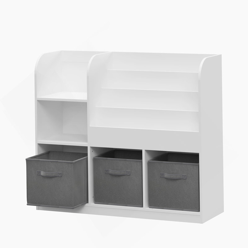 Bibliothèque et bibliothèque pour enfants, bibliothèque multifonctionnelle avec 3 tiroirs pliables en tissu, présentoir de bibliothèque