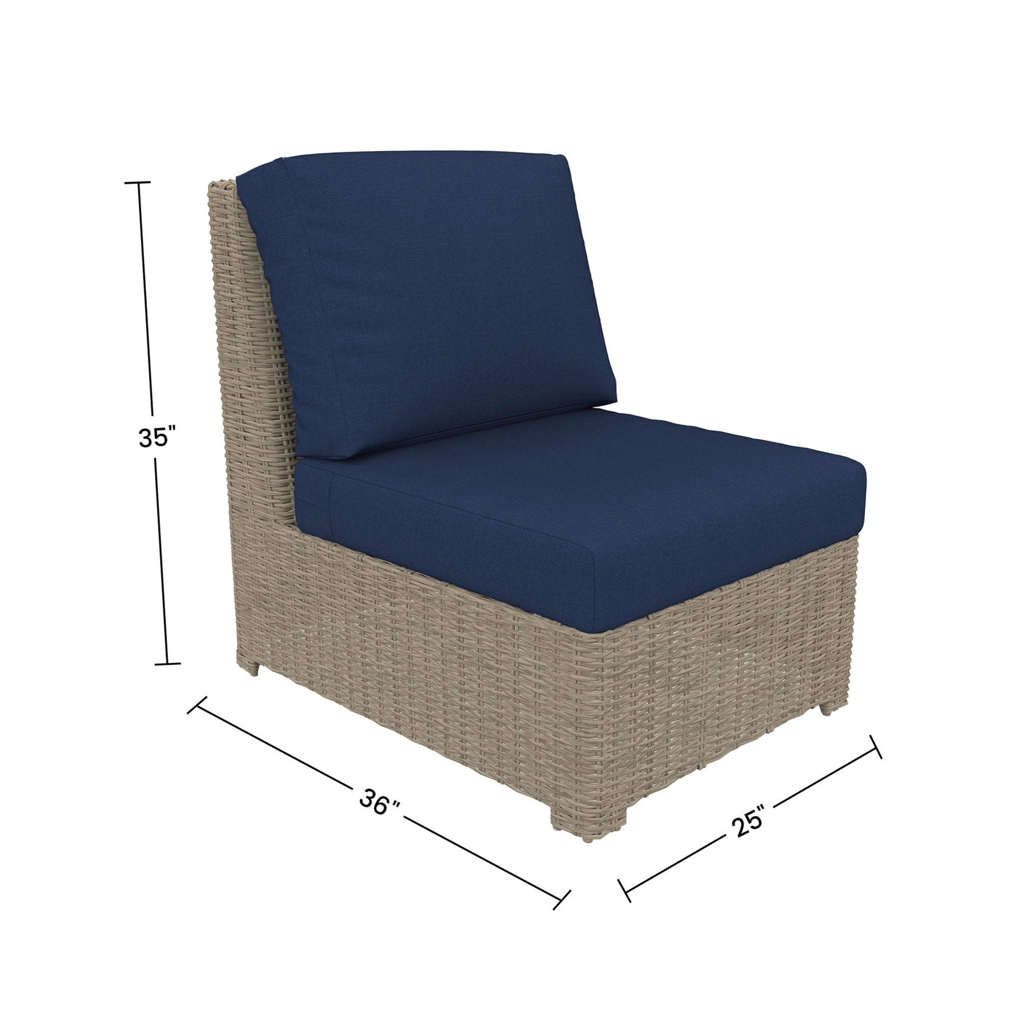 Henri Armless Middle Chair, Canvas Navy