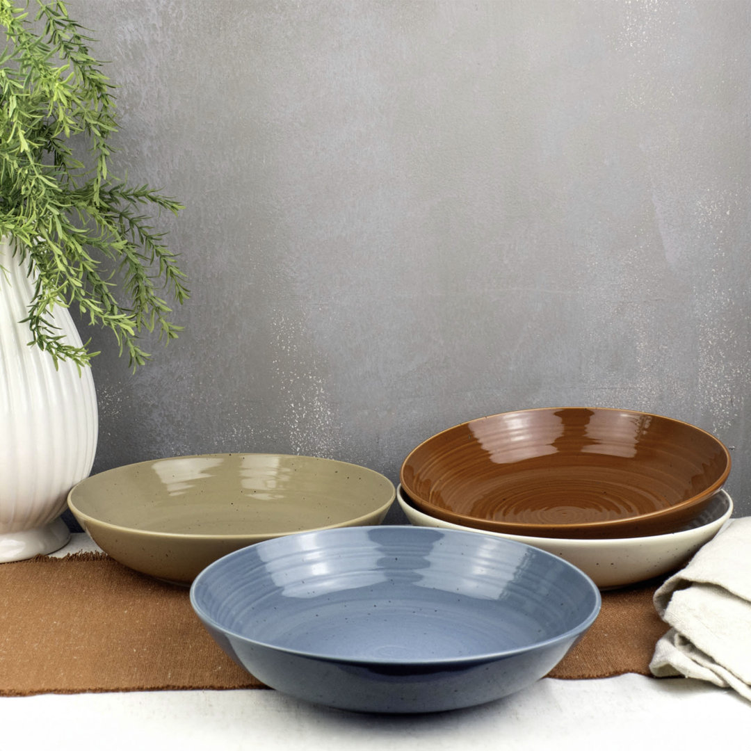 Sango Siterra Painter's Palette Stoneware Soup Bowls - Pasta & Serving Bowls (Set of 4) Sango