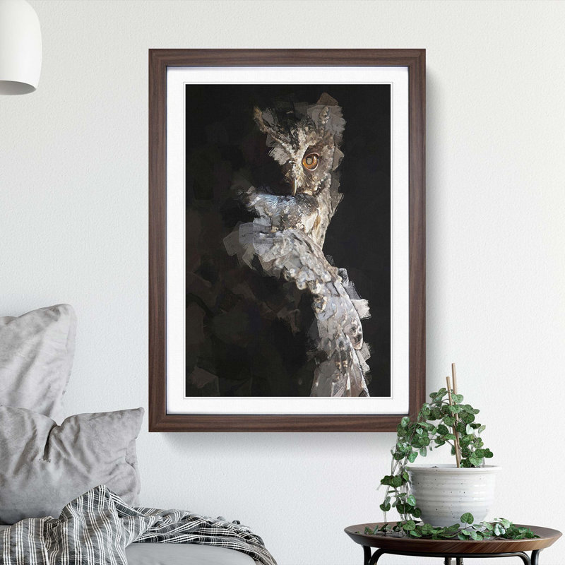 Owl in Abstract - Picture Frame Graphic Art Print, Walnut Framed, 87cm H x 62cm W x 2cm D