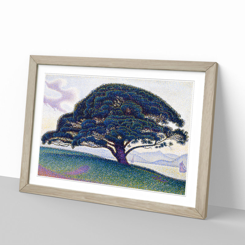 The Bonaventure Pine by Paul Signac - Picture Frame Painting, 27cm H x 36cm W x 2cm D, Oak Framed