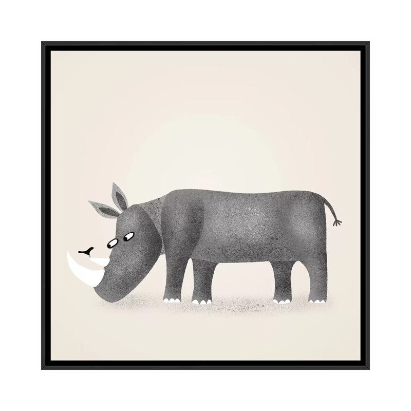 « Rhino » par Nic squirrell-impression, H 18 po x l 18 po x 1,5 po, Pas de tapis, Toile avec cadre noir