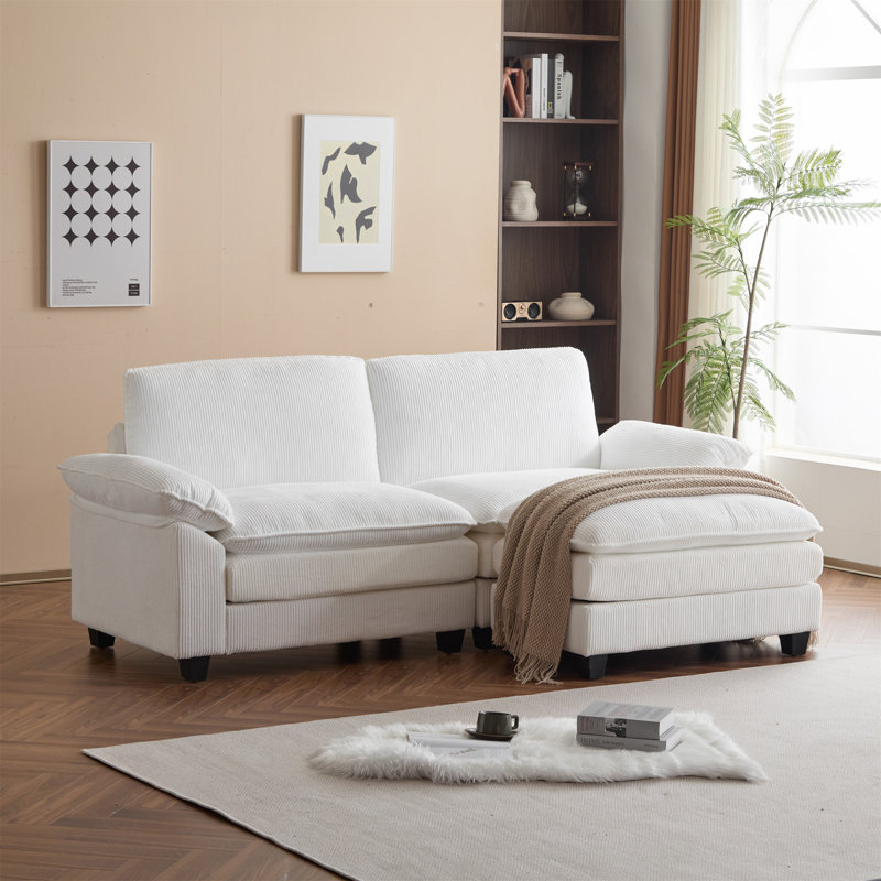 Canapé modulaire modulaire avec repose-pieds mobile, Tissu beige