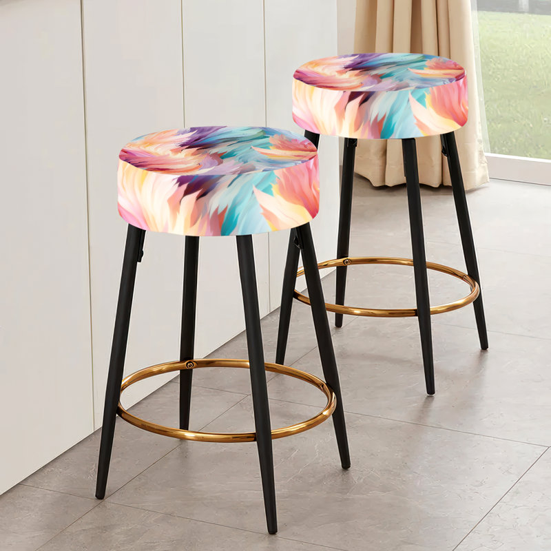 Ensemble de 2 tabourets de bar abstraits pêche et verts