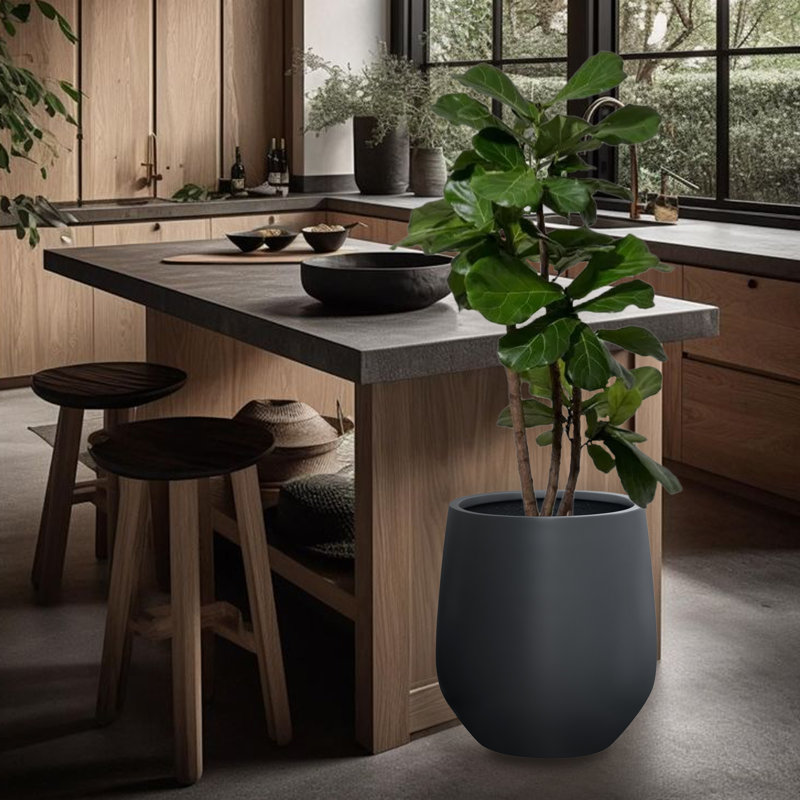 Pot de fleurs Dorlis Fiberstone, H 16,5 po x l 15 po x P 15 po, Gris anthracite