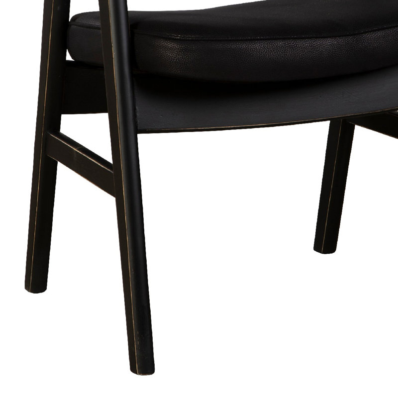 Zsy Dining Armchair W Curved Back, Black Birch Wood And Faux Leather