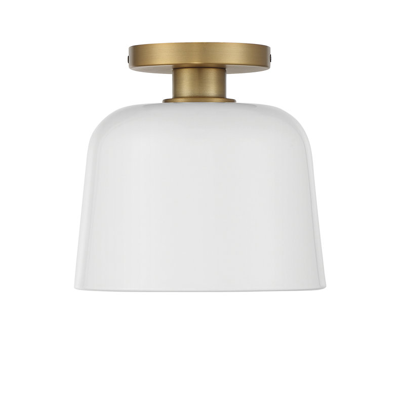 Plafonnier semi-encastré 1 lumière en métal Che, Laiton naturel, Blanc