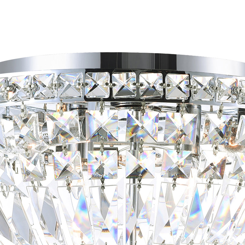 Roselee 5 Light Flush Mount Ceiling Light – 16-Inch Wide Chrome Finish with Crystal Accents, Bright Ambient Lighting for Hallway, Kitchen, or Bedroom