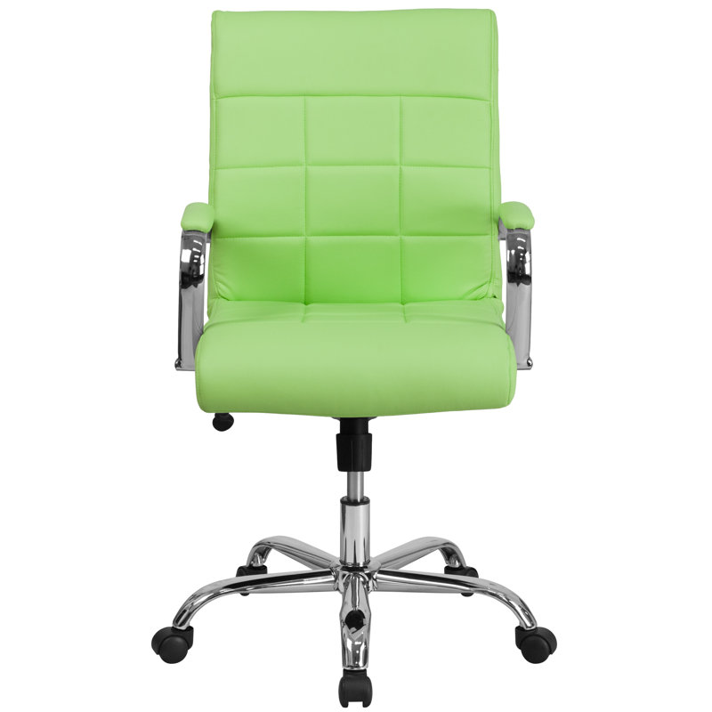 Jayen Mid-Back Swivel Vinyl Upholstered Desk Chair with Armrests, Green
