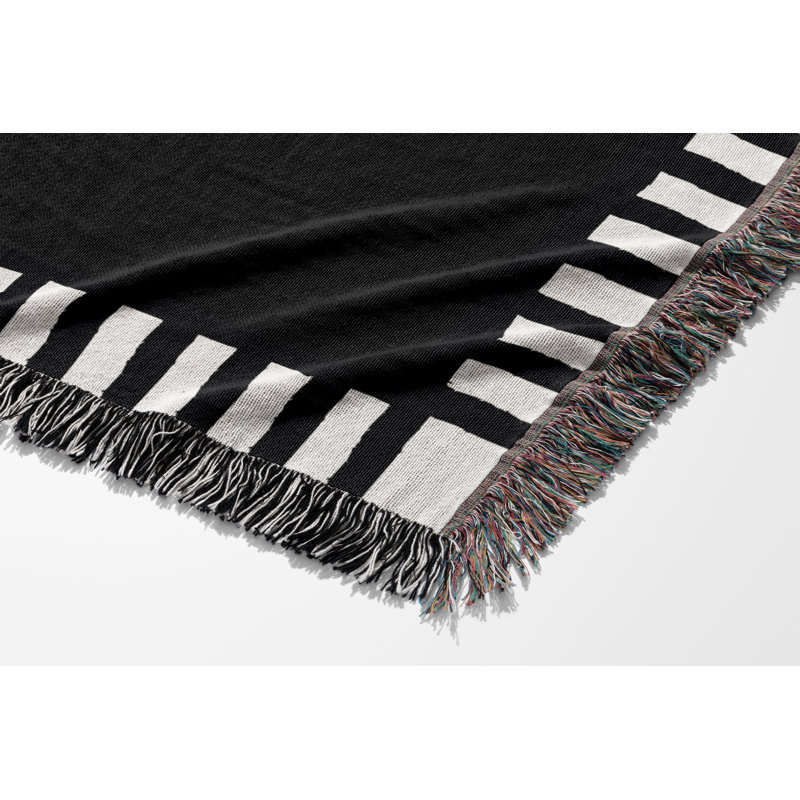 Jeté en mélange de coton Vanjo Snake, L 70 po x l 50 po, Noir / blanc cassé