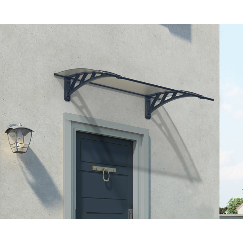 Palram - Canopia Neo 4' W x 3' D Polycarbonate Polymer Stationary Slope Door and Window Awning Gray/Diffused Clear
