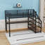 Lit mezzanine en métal avec bureau, escalier de rangement, lumières DEL et ports USB-667142655