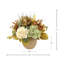 Arrangement d'automne avec hortensias, mini pommes de pin et chardon