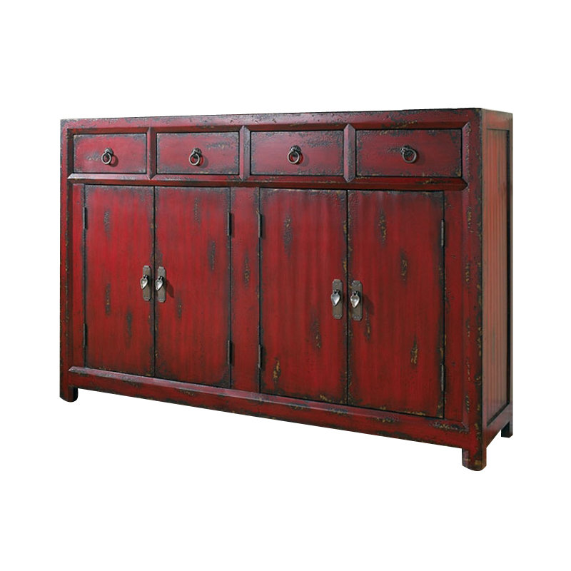 58'' Red Asian Cabinet