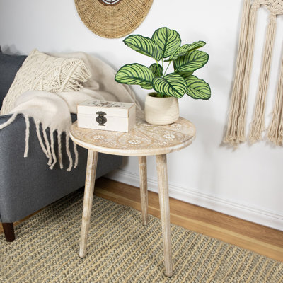 Table de bout à 3 pieds en bois massif