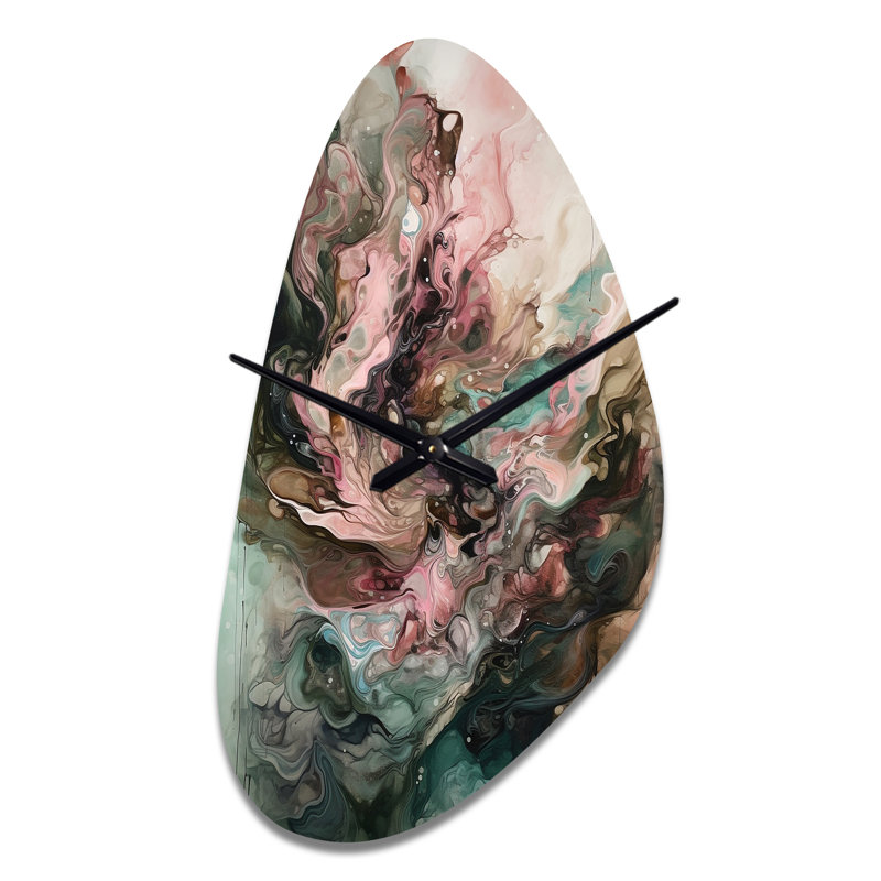 Horloge murale Lakov rose vert intérieur des mondes de marbre III, Moyenne