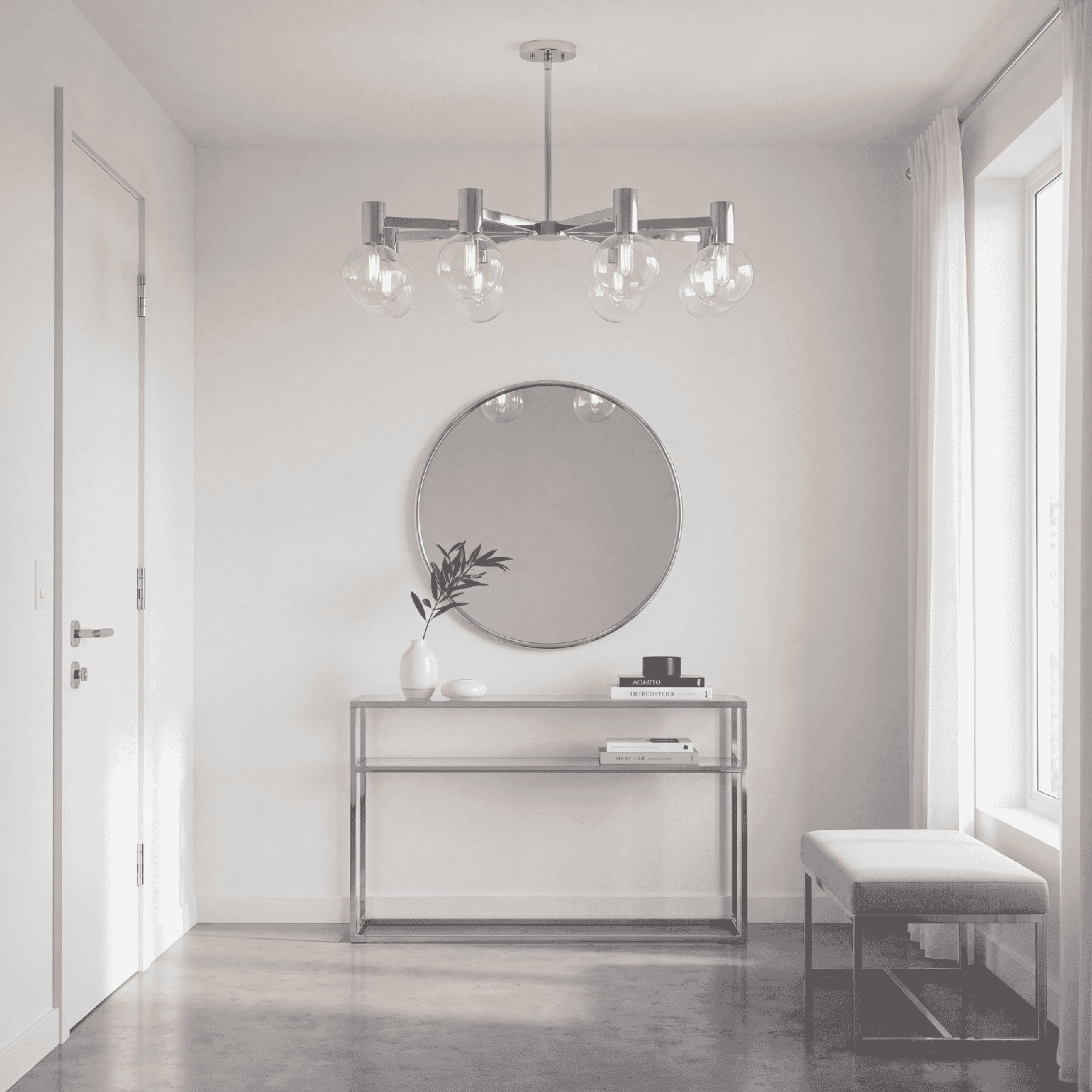 Rorem Chandelier, Chrome, 8 Lights