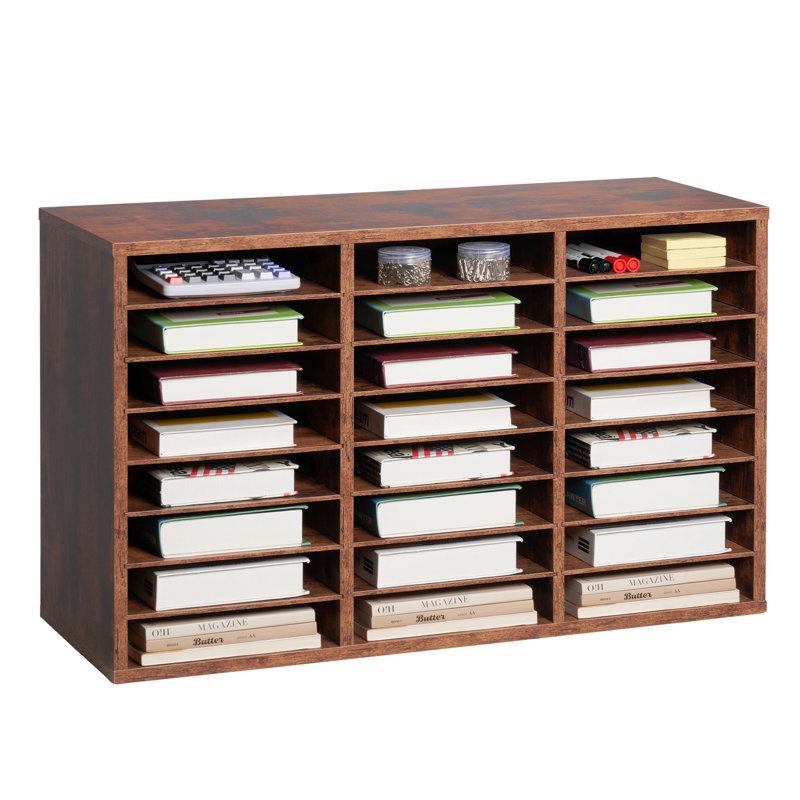 Classeur en bois avec 36 compartiments et tablettes réglables , H 19,3 po x l 31,5 po x P 11,7 po, Brun