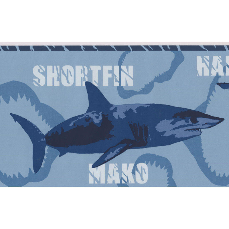 Bordure murale de diverses espèces de requins, Bleu