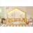 Solid Pine Natural Finish Twin Platform Bed with High Rails and Integrated LED Light for Kids Bedroom-1984644793