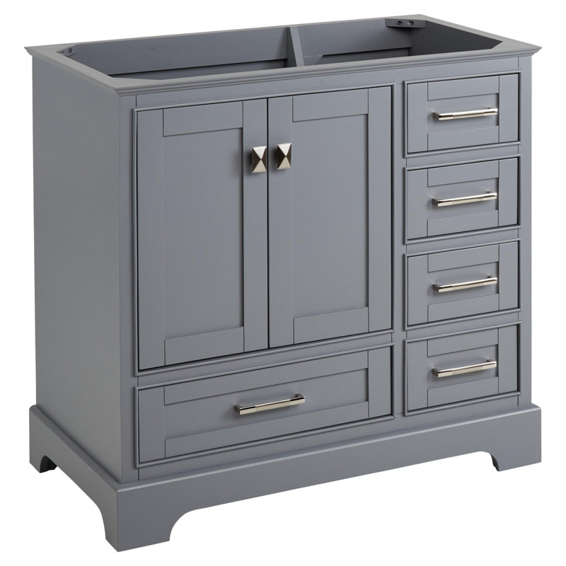 Quen 36" Gray Solid Wood Freestanding Single Vanity Cabinet