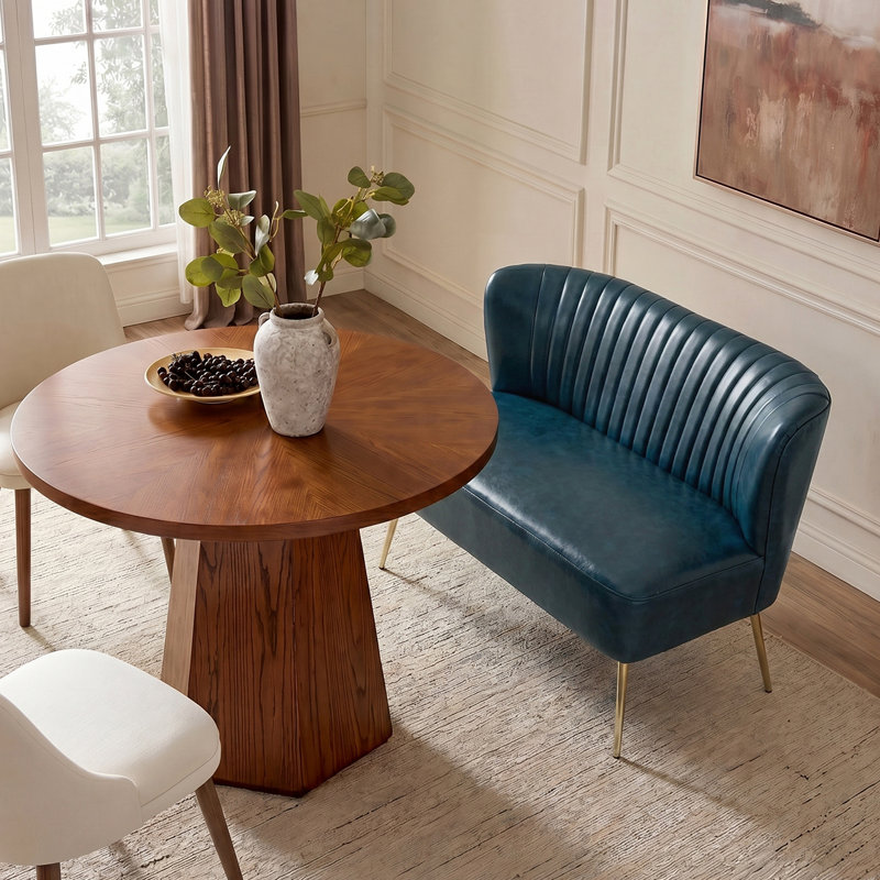 Causeuse moderne en similicuir sans accoudoirs Leona, Similicuir turquoise