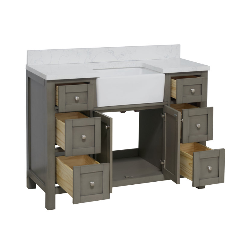 Meuble-lavabo simple l 48 po Yorkshire, Gris patiné