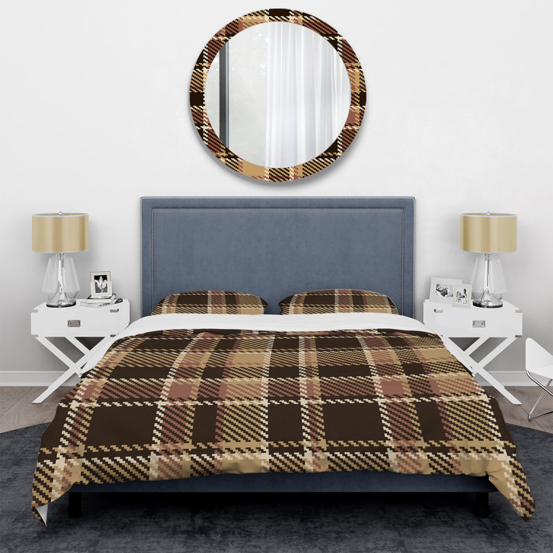 Ensemble de housse de couette en microfibre noir / brun 3 pièces, Housse de couette pour grand lit et 2 taies décor