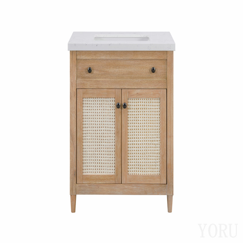 Meuble-lavabo à panneaux 31 po avec dessus en pierre reconstituée