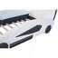 Lit plateforme simple en forme de voiture de course avec roues, blanc