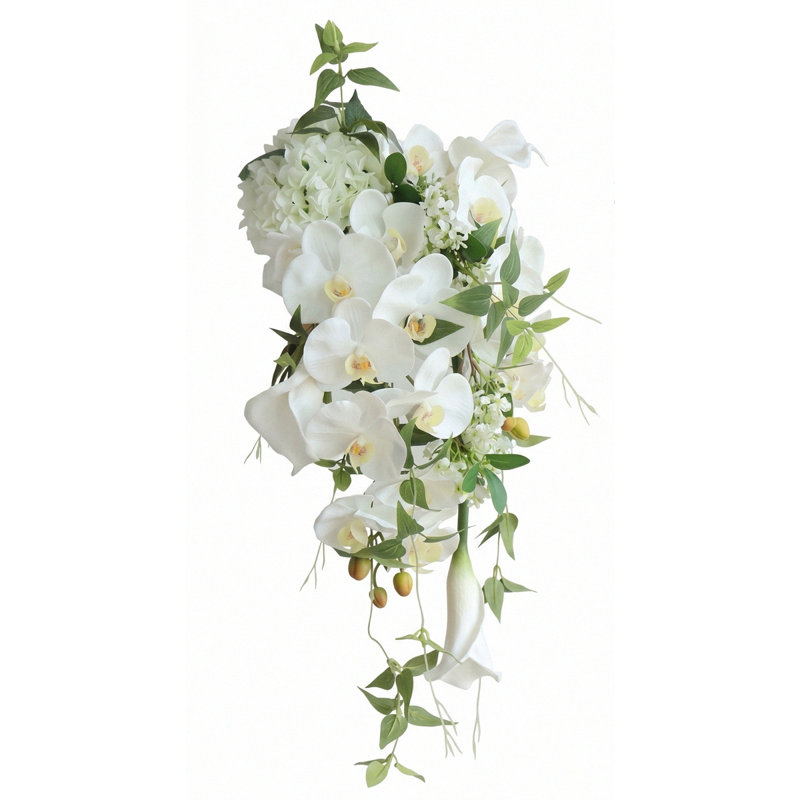 Bouquets de mariée pour la mariée, bouquets de mariage blanc 15,7 pouces pour la mariée pour la fête d'anniversaire de mariage