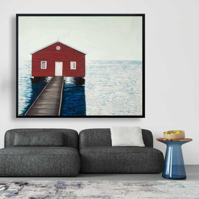 Boathouse - Toile encadrée pour décoration de salle de bain