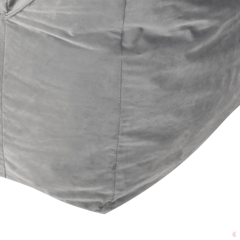 Allea Velveteen Bean Bag Chair With Armrests, Gray Velvet