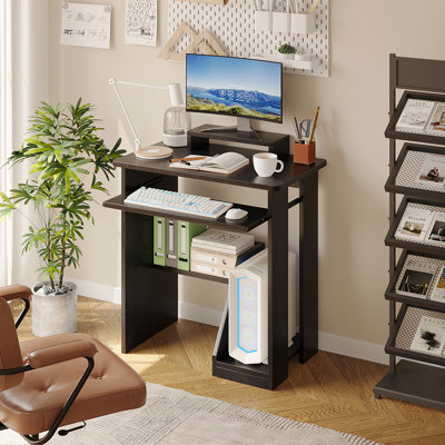 29.5 Inch Study Writing Desk Small PC Laptop Table with Storage Shelves,Black