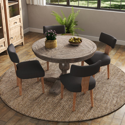 5-Piece Dining Set Mid-Century Modern Wooden Table & Upholstered Chair Set For Home, Kitchen, Dining Room