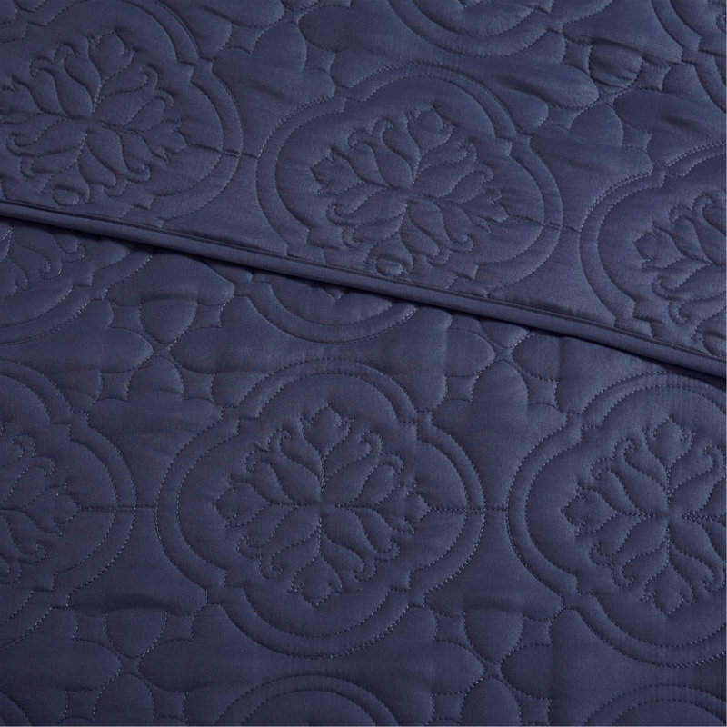 Ensemble de couvre-lit réversible 3 pièces bleu marine double / grand, Marine, Full/Queen Bedspread + 2 Shams