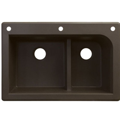 Radius 33'' L Double Bowl Granite Kitchen Sink