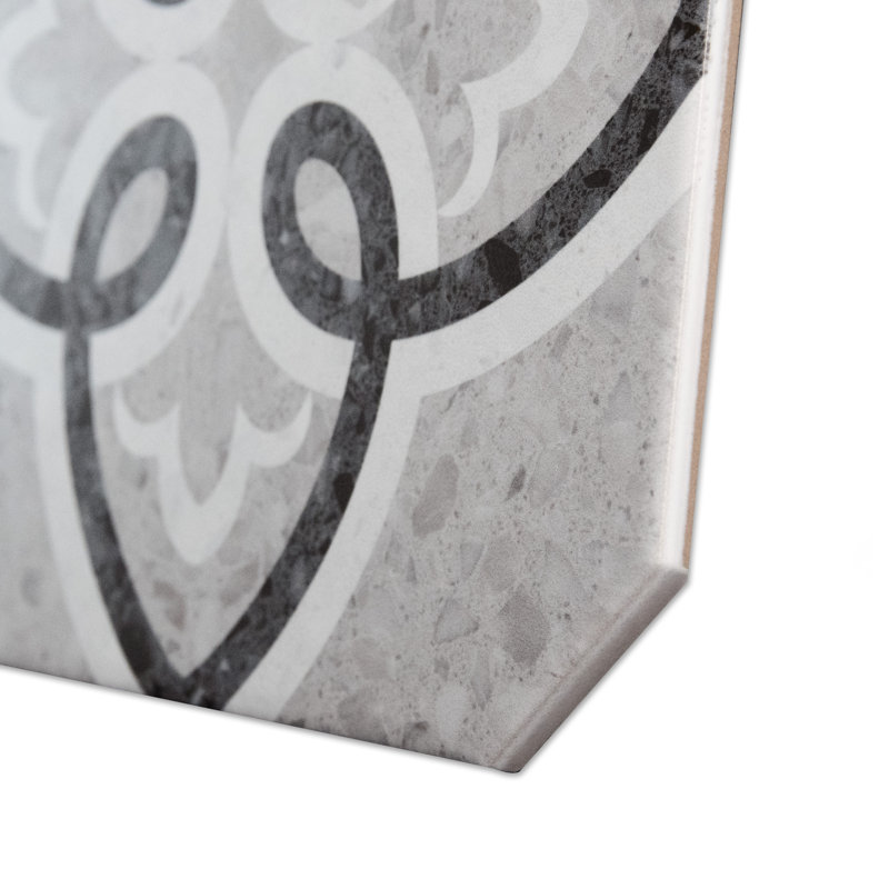 Riviera Octagon Garde Gris W/Taco 7-7/8 In. X 7-7/8 In. Porcelain Floor And Wall Tile, Gray/Green