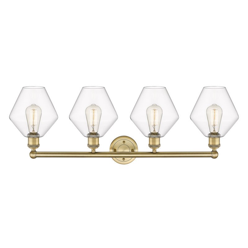 Éclairage de salle de bain à intensité variable 4 lumières Amylea, Transparent, Laiton brossé