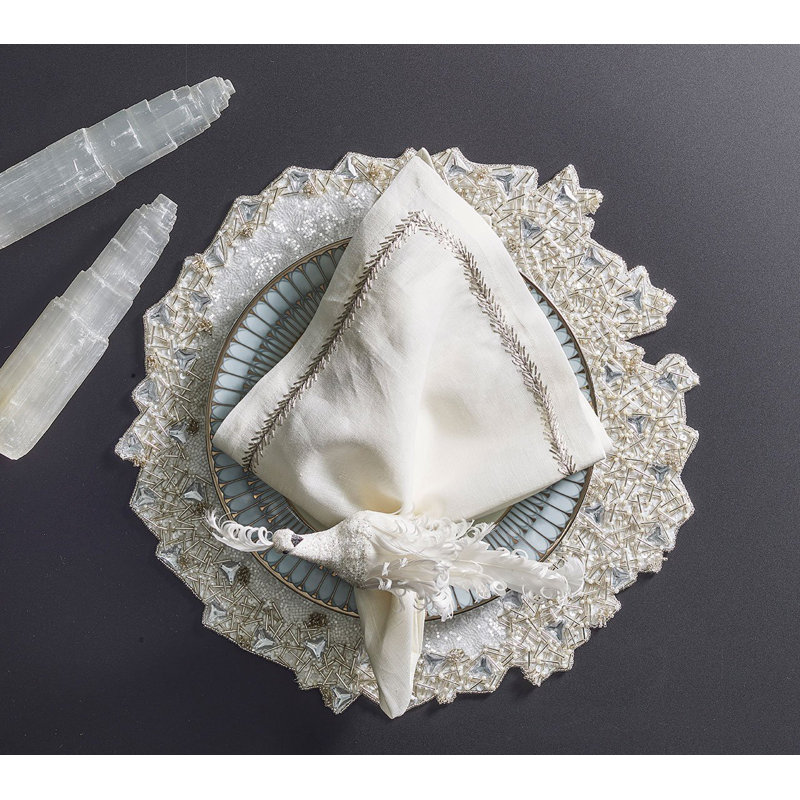 Jardin Napkin, White/Silver