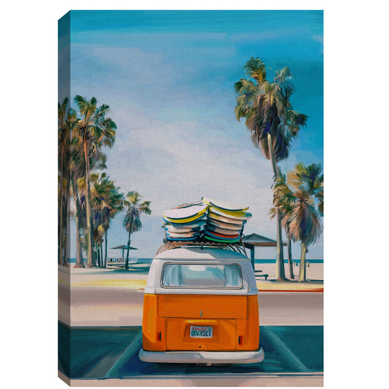 « retro beach day ii », reproduction d’art sur toile non encadrée, H 36 po x l 24 po x P 1,5 po