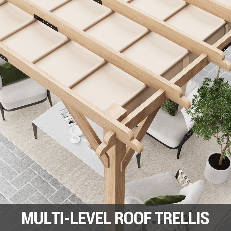 Versatile 10X12ft Wooden Gazebo, Heavy Duty Gazebo, Carport, Garage Made Of Fir, Carport With Canvas Roof And Wooden Frame For Parking Vehicles, Outdoor Gazebo, Wooden Gazebo, Custom Durable, Simple And Elegant Design, Placed On Terrace, Garden, Backyard,